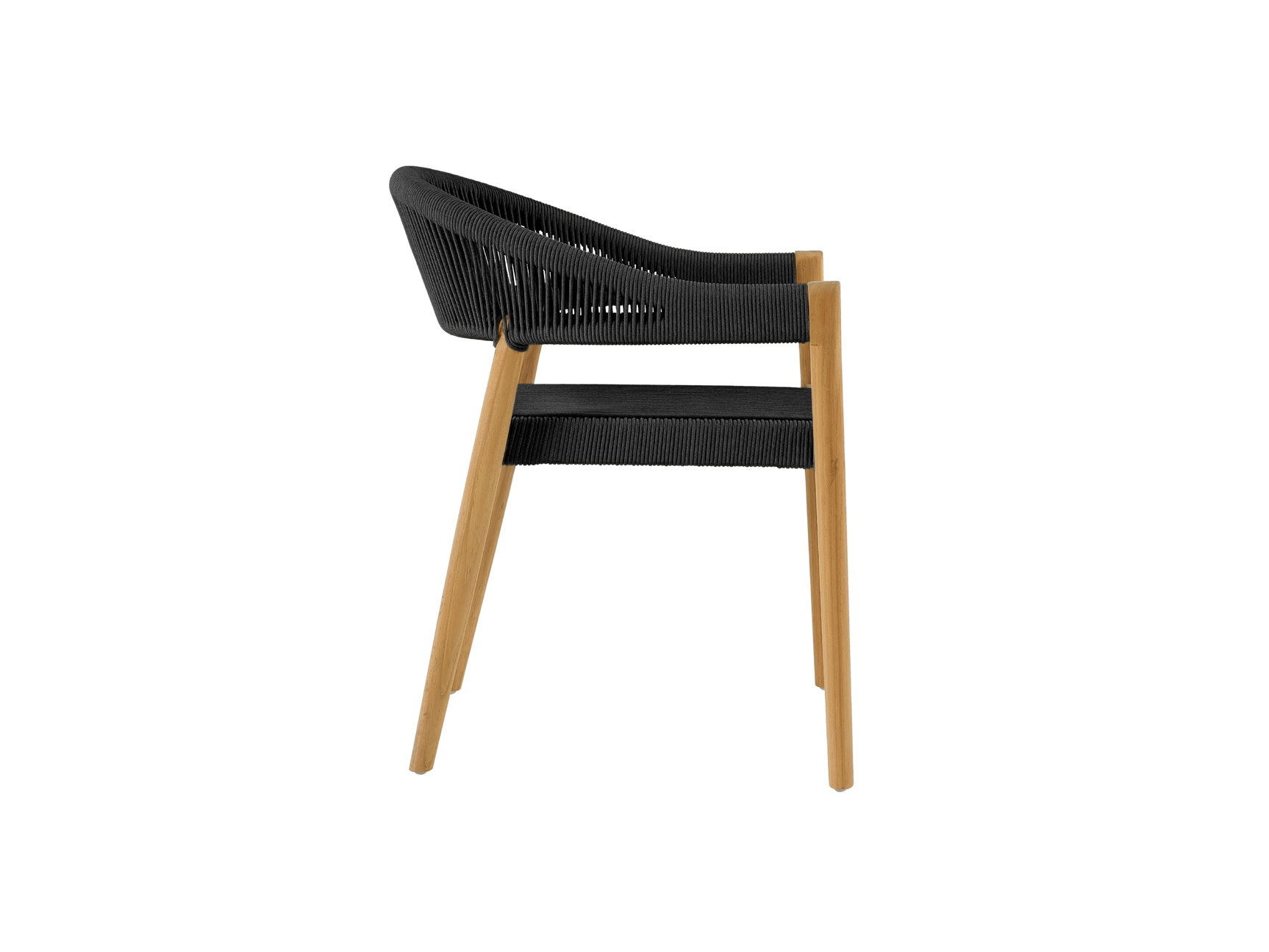 Klint Teak Black Outdoor Rope Dining Stacking Armchair (Set of 4) - Ornate Home