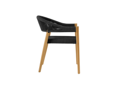 Klint Teak Black Outdoor Rope Dining Stacking Armchair (Set of 4) - Ornate Home