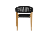 Klint Teak Black Outdoor Rope Dining Stacking Armchair (Set of 4) - Ornate Home