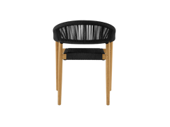 Klint Teak Black Outdoor Rope Dining Stacking Armchair (Set of 4) - Ornate Home
