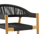 Klint Teak Black Outdoor Rope Dining Stacking Armchair (Set of 4) - Ornate Home