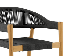 Klint Teak Black Outdoor Rope Dining Stacking Armchair (Set of 4) - Ornate Home