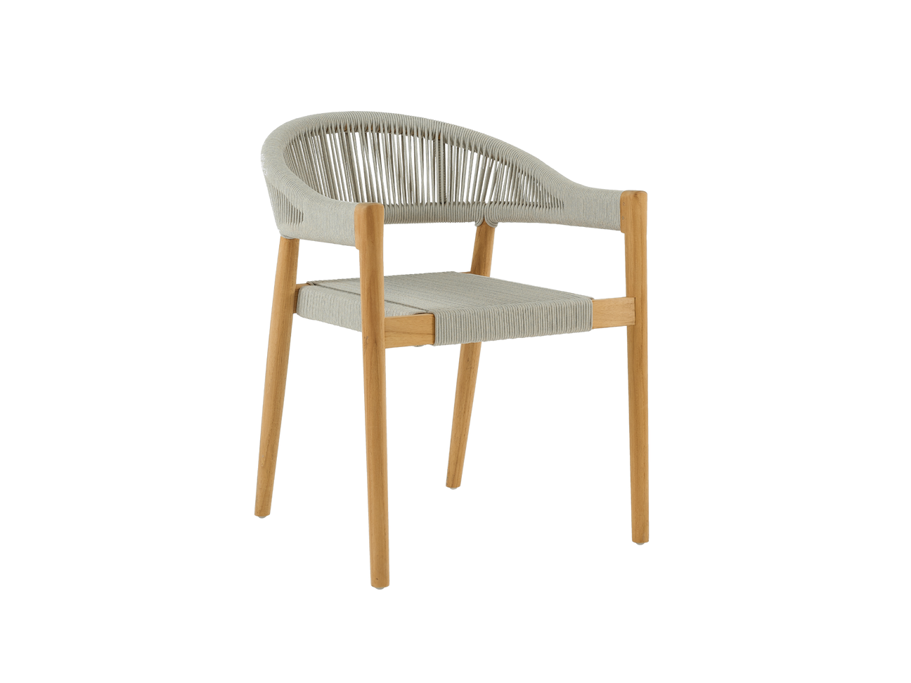 Klint Teak Grey Outdoor Rope Dining Stacking Armchair (Set of 4) - Ornate Home