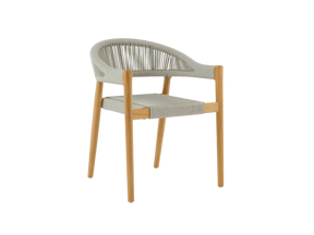 Klint Teak Grey Outdoor Rope Dining Stacking Armchair (Set of 4) - Ornate Home