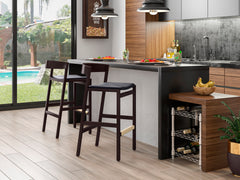 Klismos Barstool in Black and Dark Walnut - Ornate Home