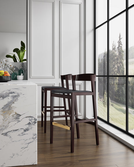 Klismos Barstool in Black and Dark Walnut - Ornate Home