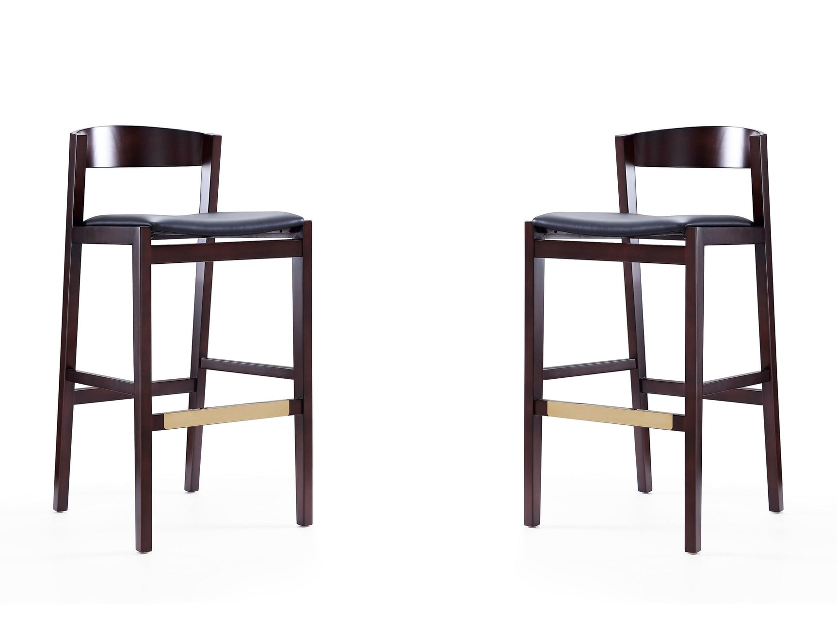 Klismos Barstool in Black and Dark Walnut (set of 2) - Ornate Home