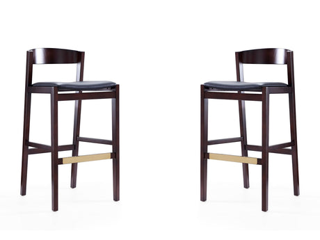 Klismos Barstool in Black and Dark Walnut (set of 2) - Ornate Home