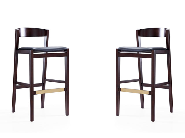 Klismos Barstool in Black and Dark Walnut (set of 2) - Ornate Home