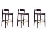 Klismos Barstool in Black and Dark Walnut (set of 3) - Ornate Home