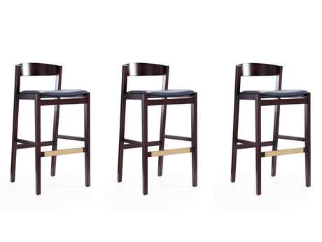 Klismos Barstool in Black and Dark Walnut (set of 3) - Ornate Home
