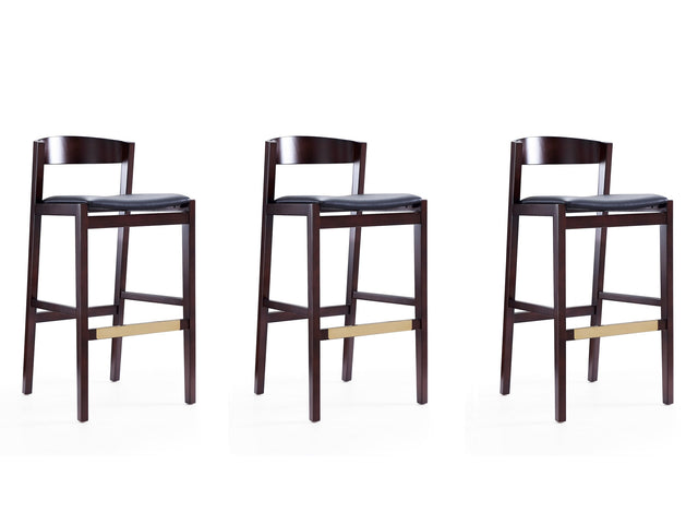 Klismos Barstool in Black and Dark Walnut (set of 3) - Ornate Home