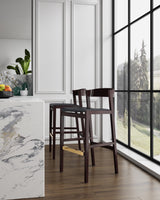 Klismos Barstool in Black and Dark Walnut (set of 3) - Ornate Home