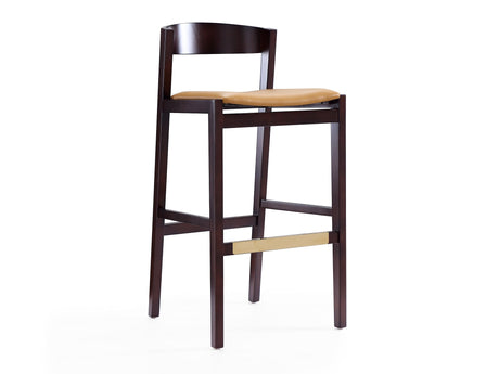 Klismos Barstool in Camel and Dark Walnut - Ornate Home
