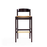 Klismos Barstool in Camel and Dark Walnut - Ornate Home
