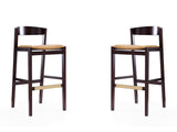 Klismos Barstool in Camel and Dark Walnut (set of 2) - Ornate Home