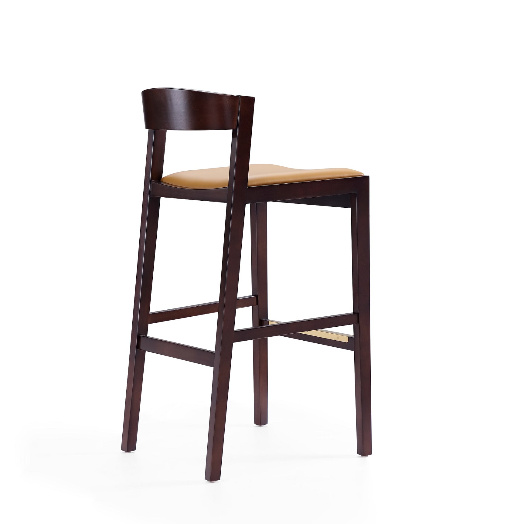 Klismos Barstool in Camel and Dark Walnut (set of 2) - Ornate Home