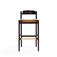 Klismos Barstool in Camel and Dark Walnut (set of 3) - Ornate Home