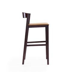Klismos Barstool in Camel and Dark Walnut (set of 3) - Ornate Home