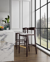 Klismos Barstool in Ivory and Dark Walnut - Ornate Home