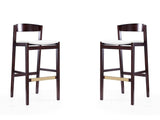 Klismos Barstool in Ivory and Dark Walnut (set of 2) - Ornate Home