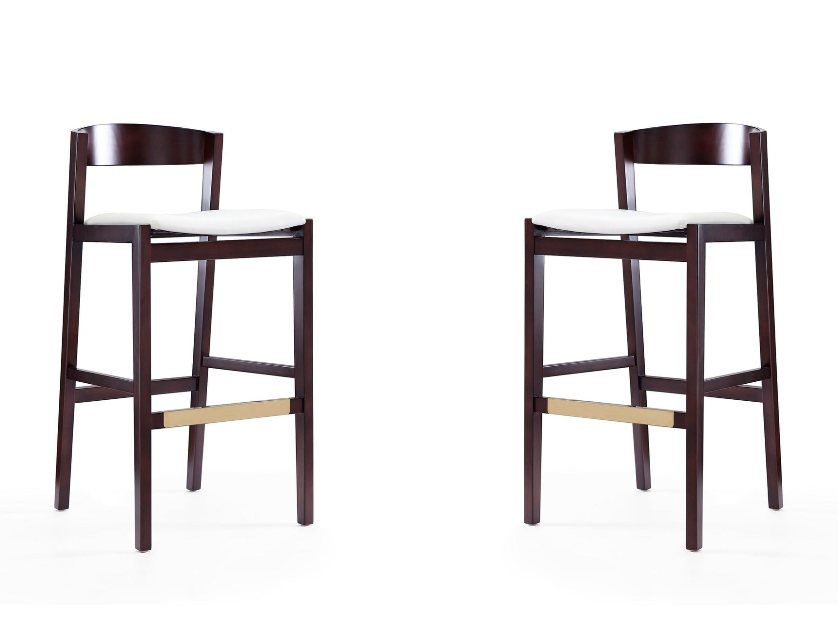 Klismos Barstool in Ivory and Dark Walnut (set of 2) - Ornate Home