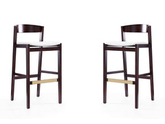 Klismos Barstool in Ivory and Dark Walnut (set of 2) - Ornate Home