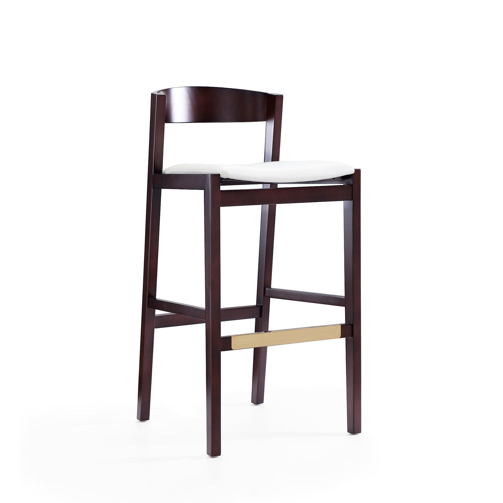 Klismos Barstool in Ivory and Dark Walnut (set of 2) - Ornate Home
