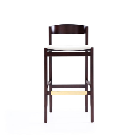 Klismos Barstool in Ivory and Dark Walnut (set of 2) - Ornate Home
