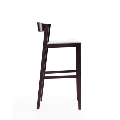 Klismos Barstool in Ivory and Dark Walnut (set of 2) - Ornate Home