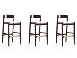 Klismos Barstool in Ivory and Dark Walnut (set of 3) - Ornate Home