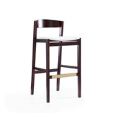 Klismos Barstool in Ivory and Dark Walnut (set of 3) - Ornate Home