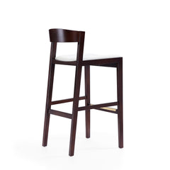 Klismos Barstool in Ivory and Dark Walnut (set of 3) - Ornate Home
