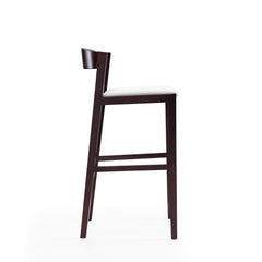 Klismos Barstool in Ivory and Dark Walnut (set of 3) - Ornate Home