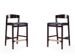 Klismos Counter Stool in Black and Dark Walnut (set of 2) - Ornate Home