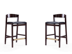 Klismos Counter Stool in Black and Dark Walnut (set of 2) - Ornate Home