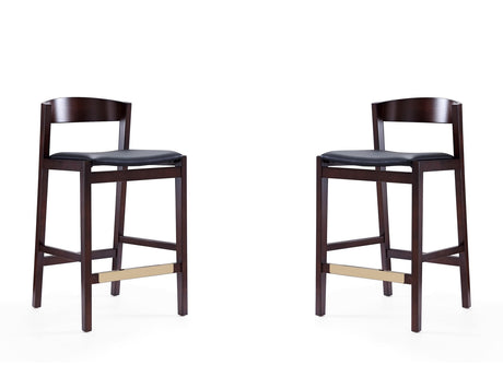 Klismos Counter Stool in Black and Dark Walnut (set of 2) - Ornate Home