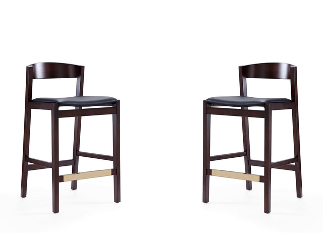 Klismos Counter Stool in Black and Dark Walnut (set of 2) - Ornate Home