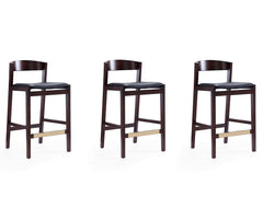 Klismos Counter Stool in Black and Dark Walnut (set of 3) - Ornate Home