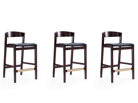 Klismos Counter Stool in Black and Dark Walnut (set of 3) - Ornate Home