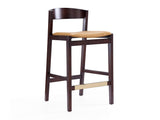 Klismos Counter Stool in Camel and Dark Walnut - Ornate Home