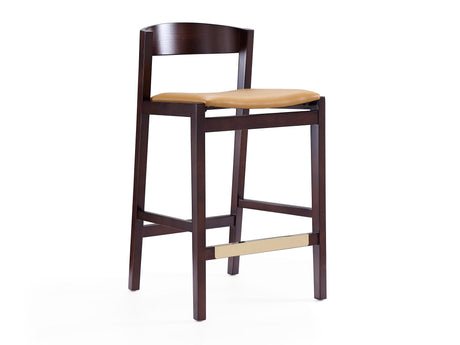 Klismos Counter Stool in Camel and Dark Walnut - Ornate Home