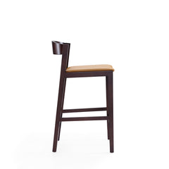 Klismos Counter Stool in Camel and Dark Walnut (set of 2) - Ornate Home