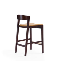 Klismos Counter Stool in Camel and Dark Walnut (set of 3) - Ornate Home