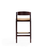 Klismos Counter Stool in Camel and Dark Walnut (set of 3) - Ornate Home