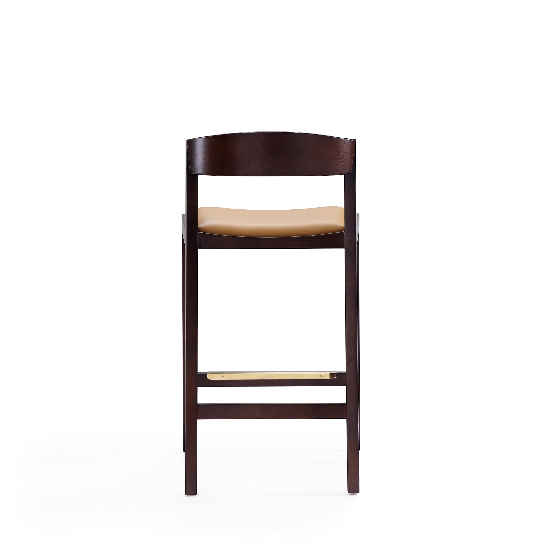 Klismos Counter Stool in Camel and Dark Walnut (set of 3) - Ornate Home