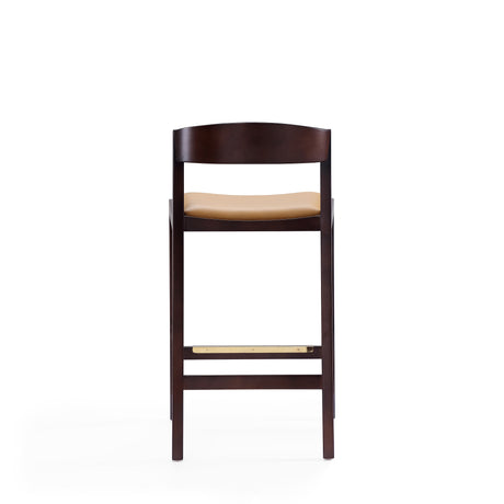 Klismos Counter Stool in Camel and Dark Walnut (set of 3) - Ornate Home
