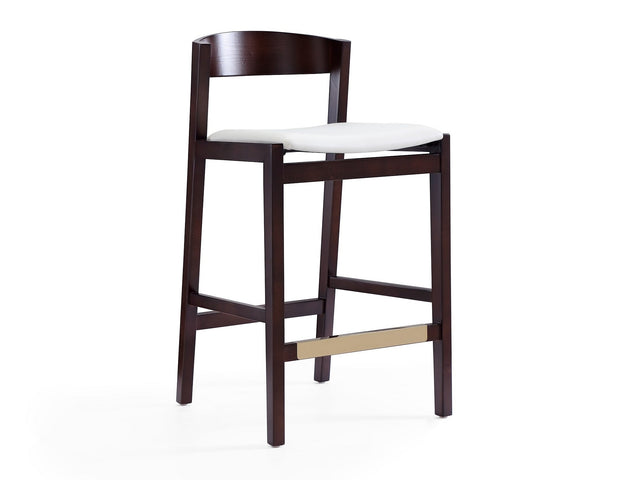 Klismos Counter Stool in Ivory and Dark Walnut - Ornate Home