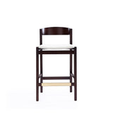 Klismos Counter Stool in Ivory and Dark Walnut - Ornate Home