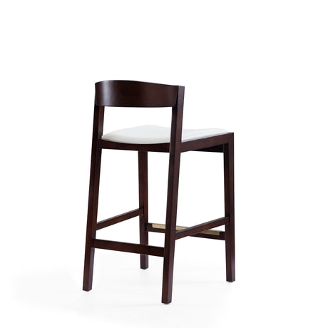 Klismos Counter Stool in Ivory and Dark Walnut - Ornate Home